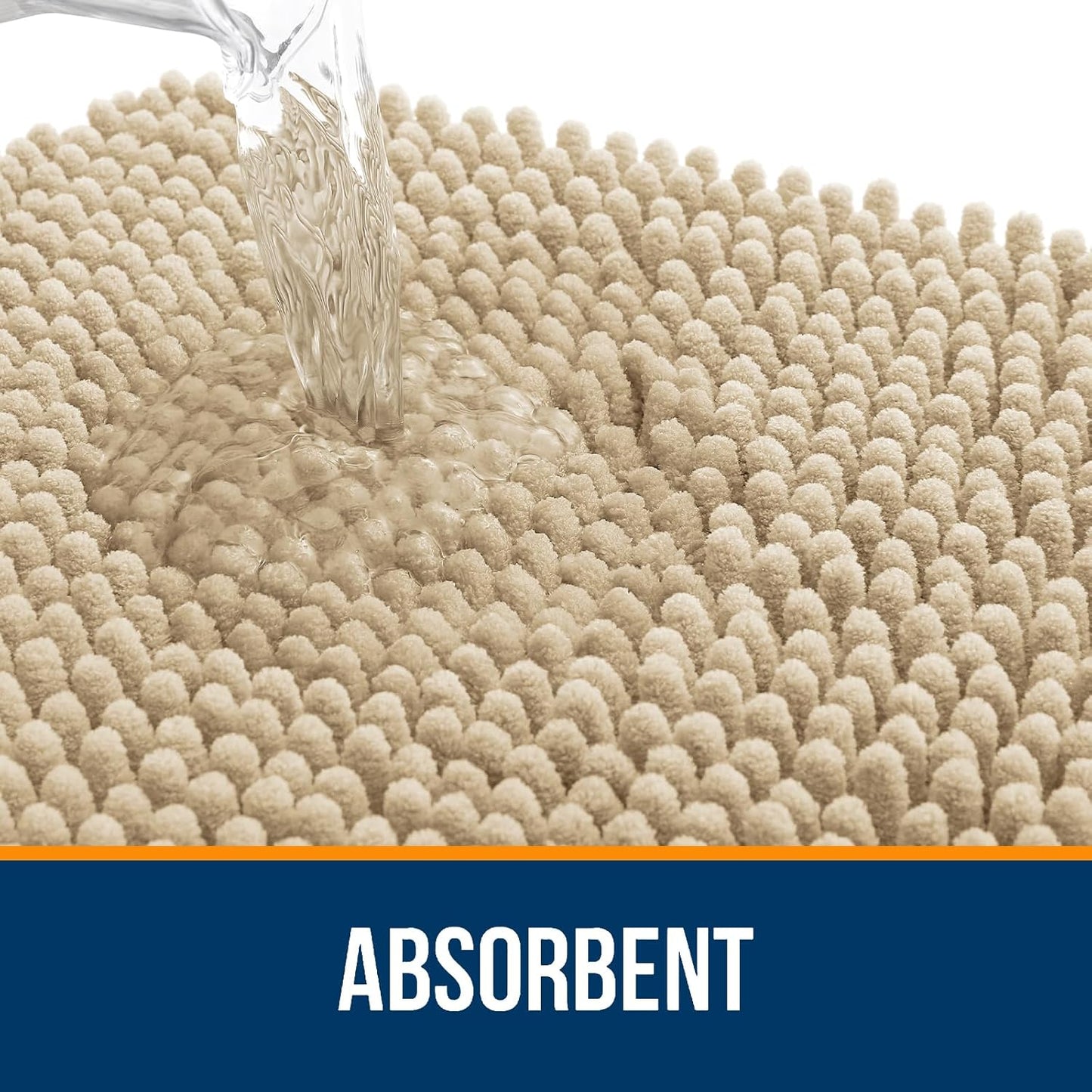 OLANLY Large Bathroom Rugs - Extra Soft Chenille Bath Mats | Quick Dry, Machine Washable, Beige 44x32