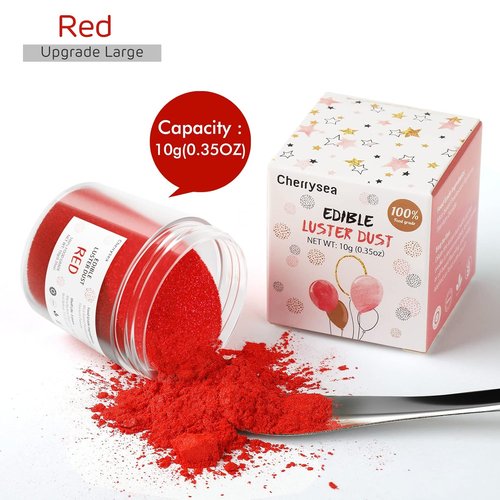 Cherrysea Red Edible Luster Dust - 10 Grams Food Grade Cake Decoration Powder for Baking & Desserts