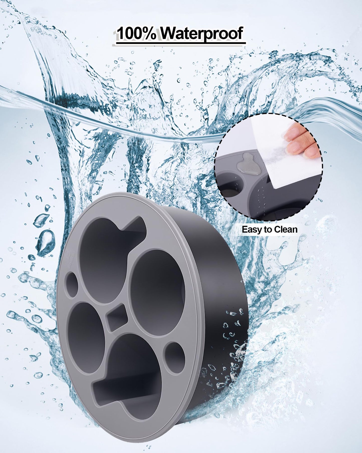 Couch Cup Holder Tray Round, Bonfixe 4-Cups Bedside Drink Holder for Elderly/Pregnancy, Stable Non-Spill Silicone Couch Caddy for Remote Control, Glasses‌, Snacks, Phones‌ (Black)