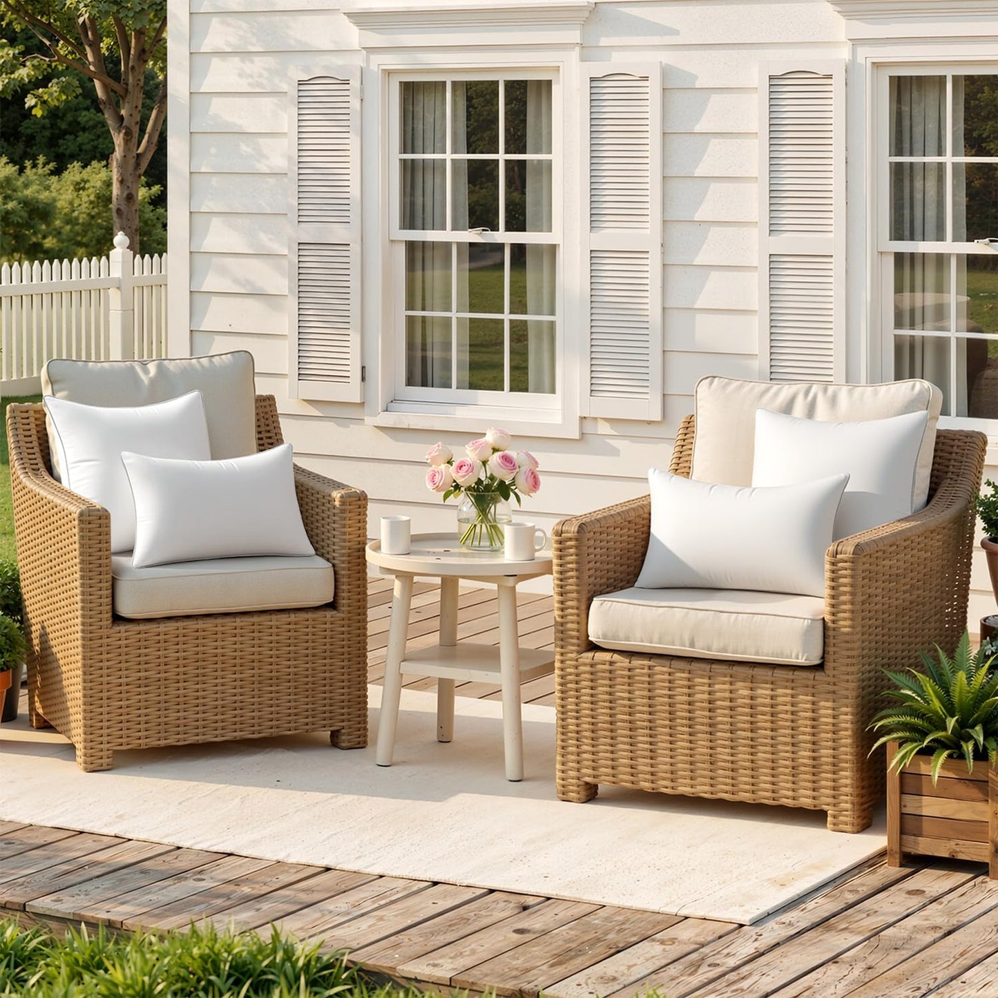 MIULEE Waterproof Outdoor Pillow Inserts - Pack of 2 Decorative 18x18 Square Cushions for Patio & Garden