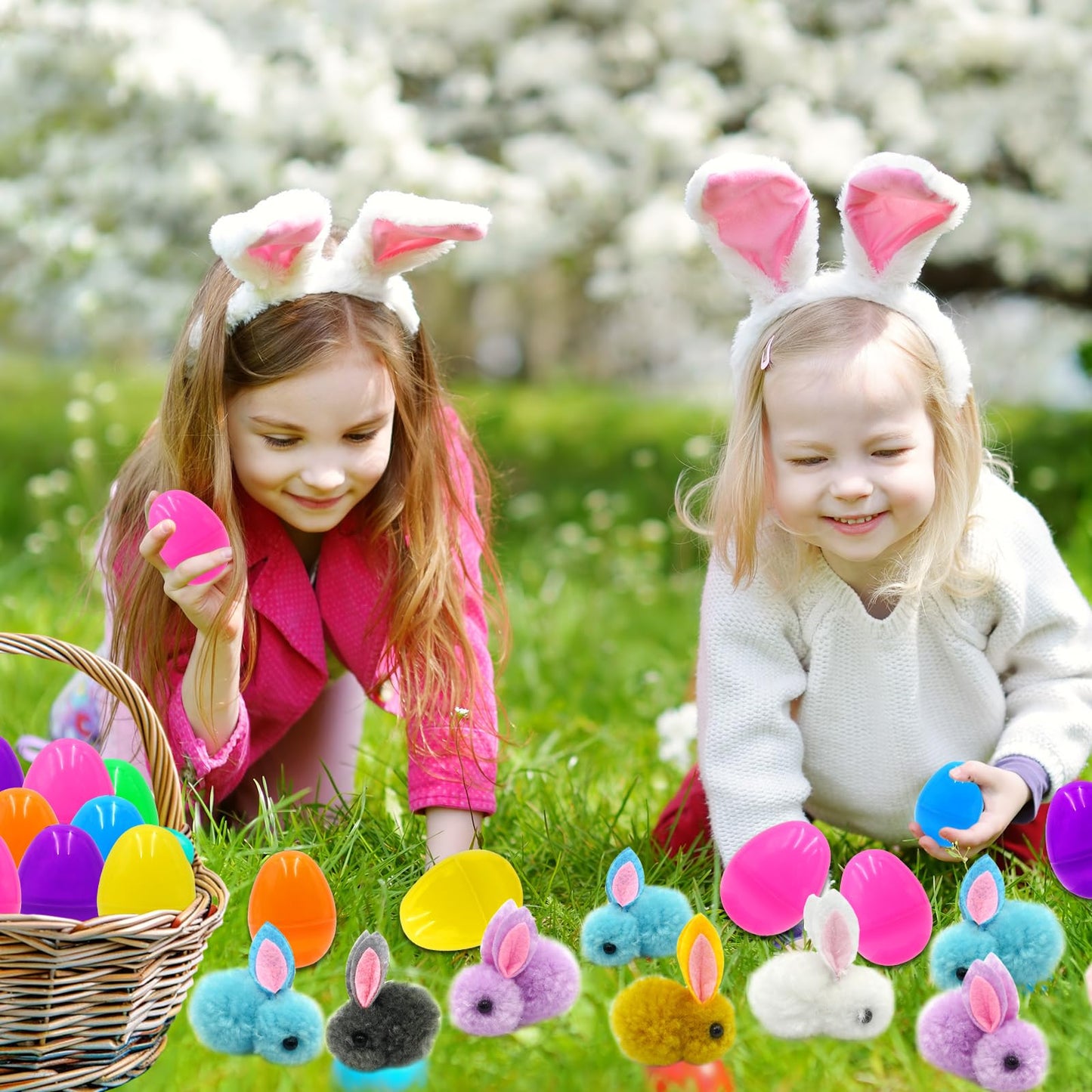 Olixmlya 24 Pack Easter Egg Fillers Plush Bunny Toys, Easter Eggs Filled Mini Colorful Bunny Filled for Kids Toddler Teens Boys Girls Easter Basket Stuffers Easter Party Favors