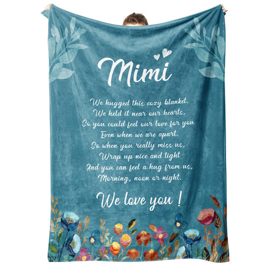 Afterprints Mimi Gifts Blanket, Mothers Day, Birthday Gifts for Mimi, Mimi Gifts for Grandma, Soft Flannel Throw Blankets 50" x 60"