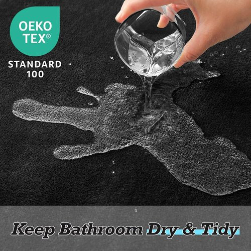 HUXMEYSON Non-Slip Bathroom Rugs Set - Ultra Soft Velvet Bath Mats for Quick Drying | 2-Piece Black Set