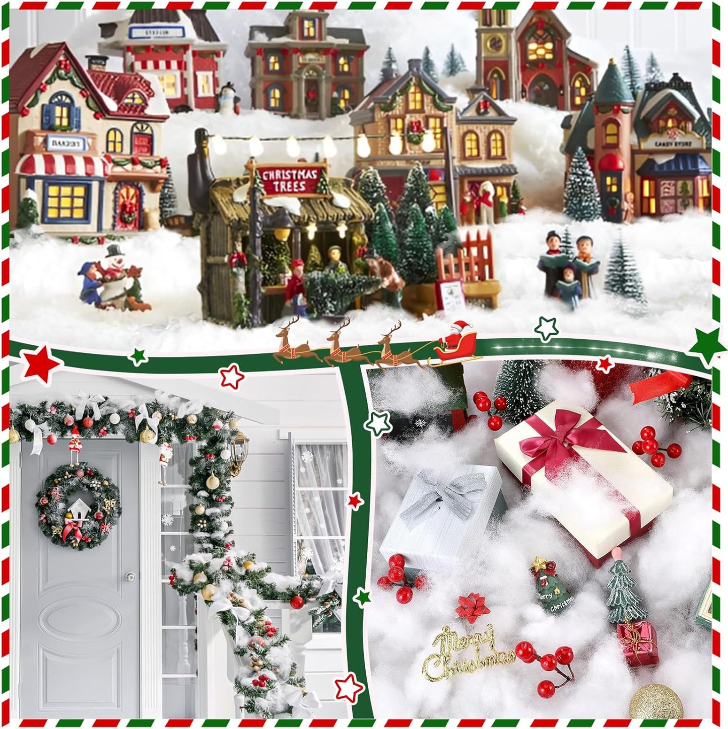 Skiennix Christmas Fake Snow - 9.2oz Fluffy Artificial Snow for DIY Decor & Winter Displays