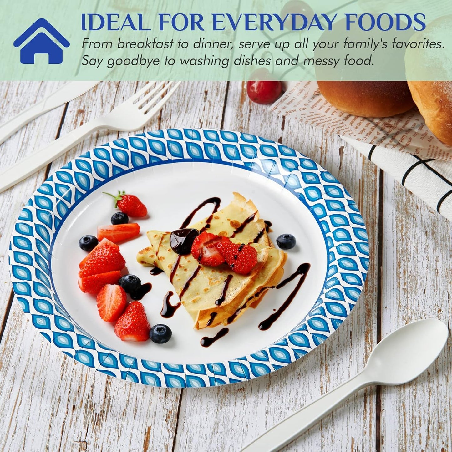 MUCHII Disposable Paper Plates - 8.375 Inch, 300 Count, Soak & Cut Proof | Perfect for Parties & Gatherings