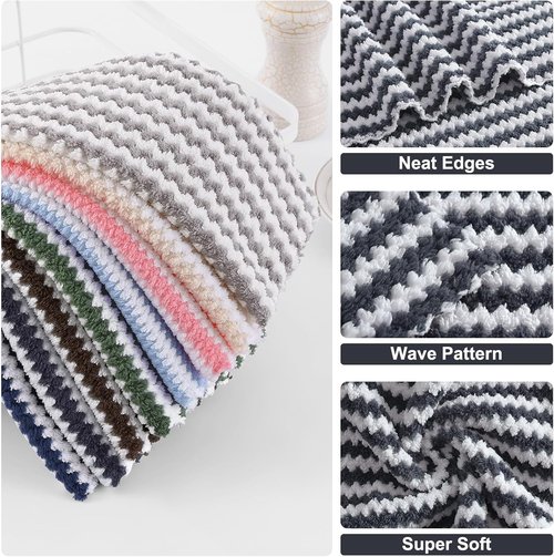 Homaxy Ultra Soft Microfiber Dish Towels - 12 Pack Reusable, Fast Drying, No-Lint, Dark Grey, 10 x 10 Inches