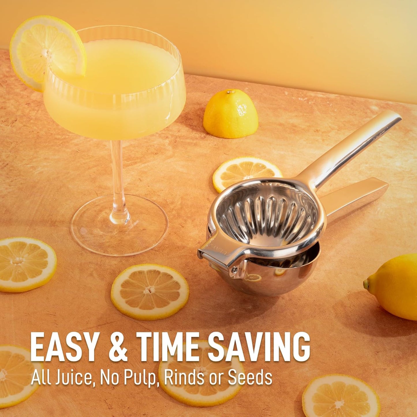 Zulay Kitchen Extra Large Lemon Squeezer - Heavy Duty Stainless Steel Citrus Juicer | Ergonomic Design for Easy Squeezing - Silver