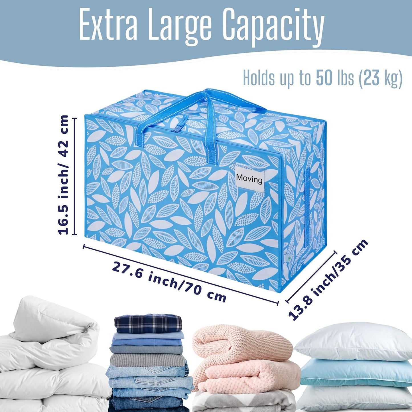 VENO Extra Large Heavy Duty Moving Bags - 4 Pack with Wide Opening & Reinforced Handles for Easy Storage