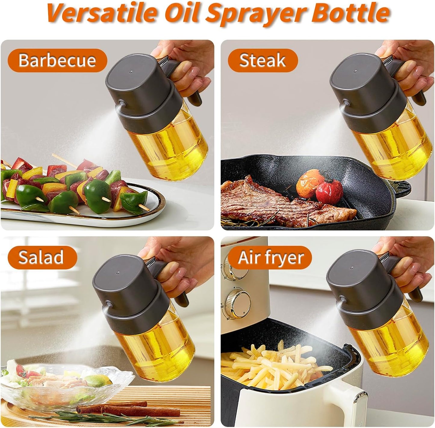YARRAMATE Mini Oil Sprayer - 6.8 OZ Food-Grade Olive Oil Spray Bottle for Cooking | Portable Gray Mister