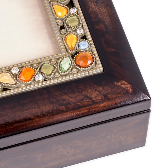 Cottage Garden Jeweled Music Box - Burlwood Finish Plays "You Are My Sunshine" Tune
