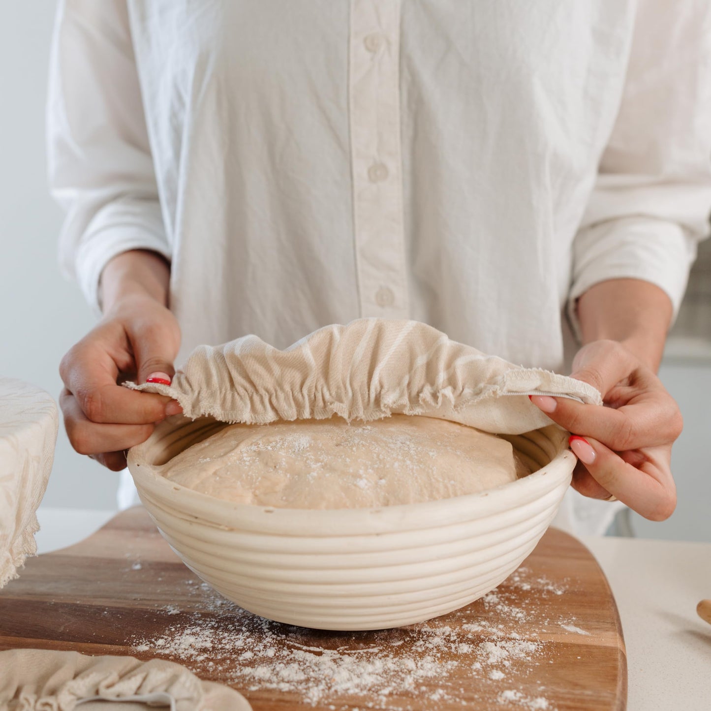 Beautiful Linen Cotton Blend Bowl Covers for Bread Proofing - Reusable Set of 3 in Varying Sizes Easily Fit Your Bowls 7" to 13" - Durable Fabric Covers, Ideal Sourdough Bread Baking Accessories
