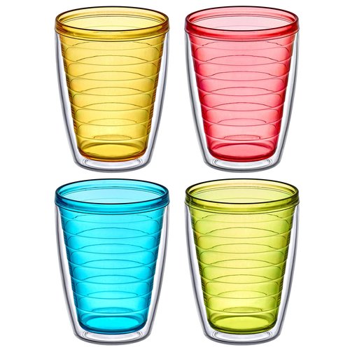 Amazing Abby - Alaska - 16-Ounce Insulated Tumblers (Set of 4), Double-Wall Drinking Glasses, Mixed-Color Reusable Cups, BPA-Free, Shatter-Proof, Dishwasher-Safe