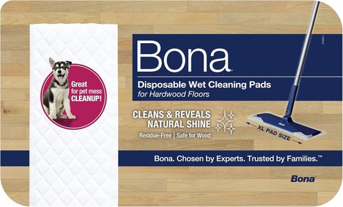 Bona Hardwood Floor Cleaning Pads - Unscented Disposable Wet Pads | 12 Pack for Residue-Free Shine