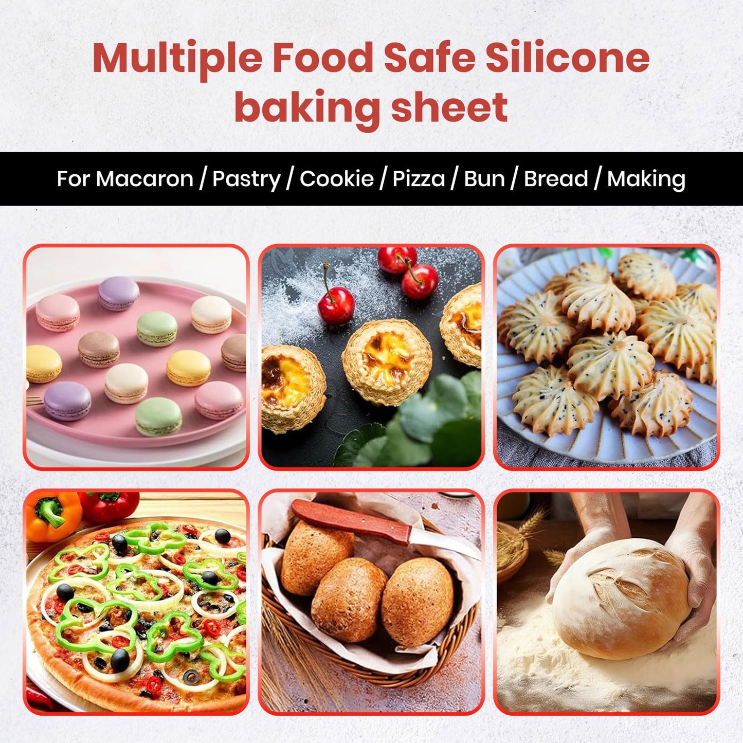 Kitchen Silicone Baking Mat, 2 Pack 16.5″ x 11.6″ Reusable Extra Thick Nonstick, Non-slip Baking Sheets, BPA-Free Food-Safe, Heat-Resistant up to 480°F, Perfect for Cookies, Pastries & Oven Use