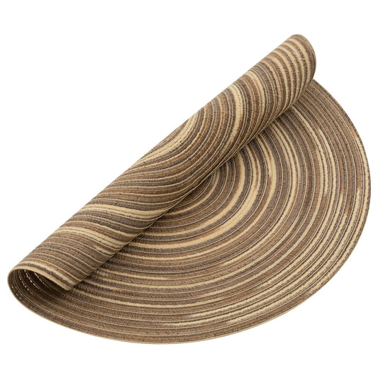 SHACOS Round Braided Placemats 15 inch Set of 4 Variegated Washable Kitchen Table Place Mats Table Mats for Home Wedding Party (Rainbow Brown, 4)