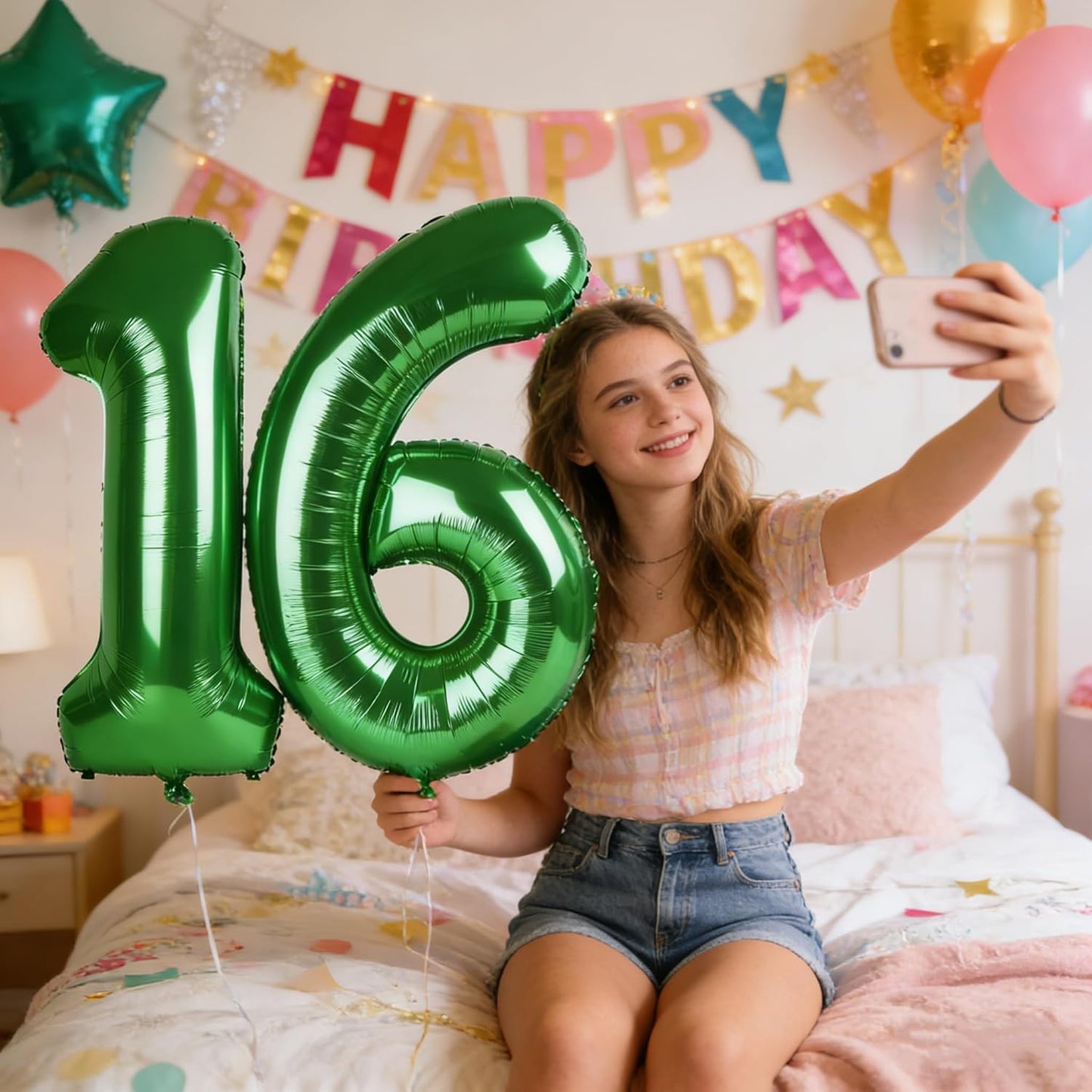 Skiennix 40-Inch Dark Green Number Balloons - Perfect for 16th Birthday & Wedding Decor | Large Foil Design