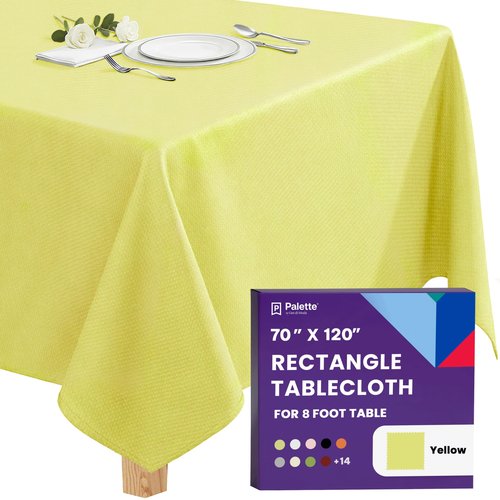 Gee Di Moda Rectangle Tablecloth - 70 x 120 Inch Yellow Table Cloth for 6 or 8 Foot Rectangle Tables - Heavy Duty Washable Fabric - for Holiday Party, Dinner, Weddings, Baby Shower & Events