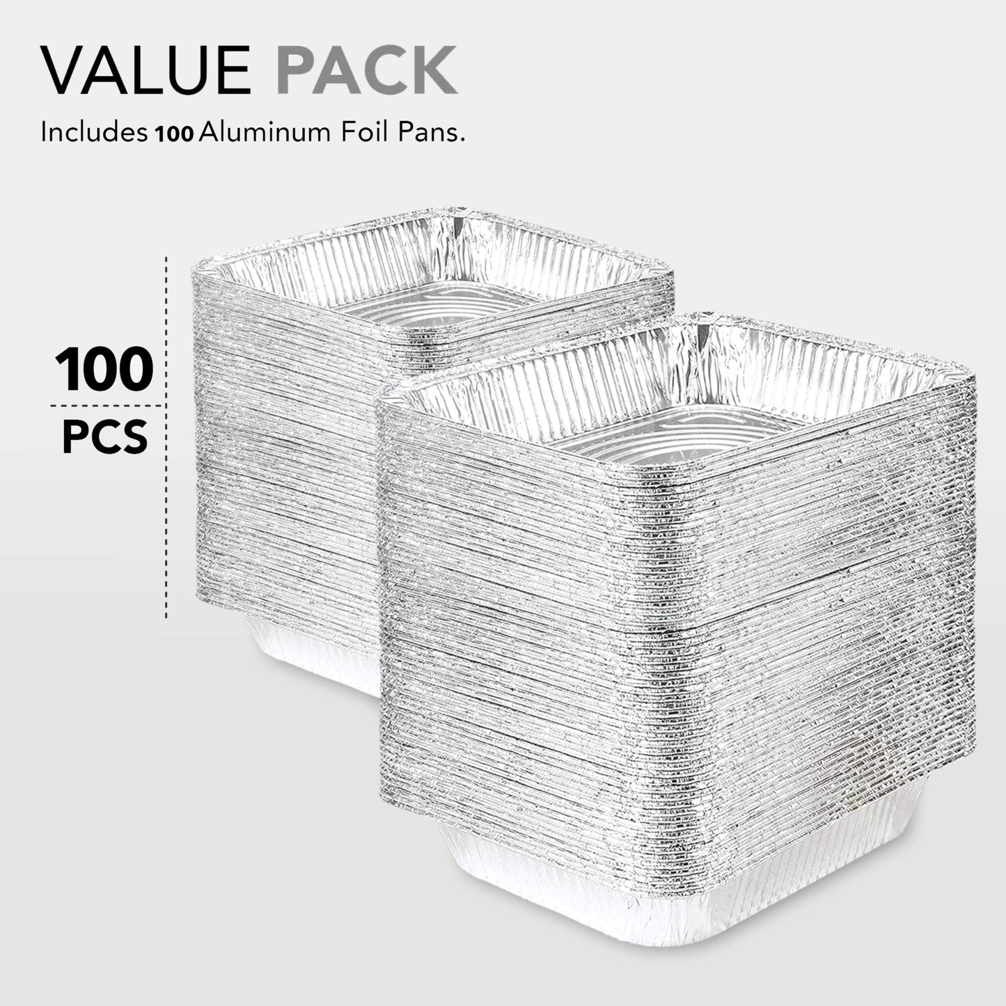 Stock Your Home Aluminum Pans 9x13 Disposable Foil Baking Pans (Pack Of 100) - Half Size Steam Table Deep Pans - Tin Foil Pans Great for Cooking, Heating, Storing, Prepping Food