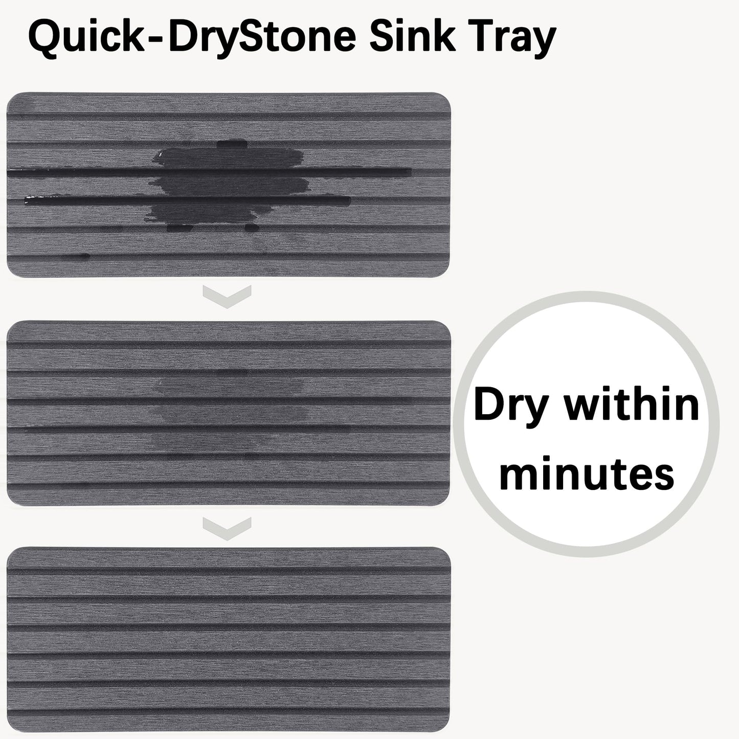 NiuYichee 2 PCS Water Absorbent diatomite Coasters, 10.2" x 4" Water Absorbing Stone Tray for Sink, Stone Drying mat for Kitchen Counter, Stone soap Tray Used for Hand Soaps & toiletries & Plants