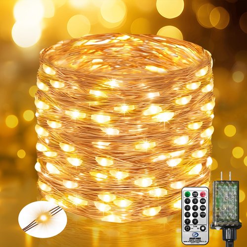 btfarm Fairy Lights Plug in with Remote, 33FT 100 LED Outdoor Twinkle Lights Waterproof with Timer, 8 Modes Indoor String Lights for Bedroom Patio Garden Wedding Christmas Decoration, Warm White