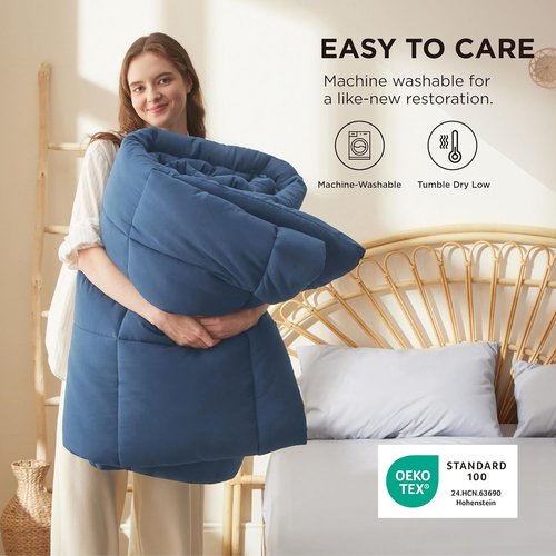 Bedsure Comforter Duvet Insert - All-Season King Size Quilted Down Alternative Bedding, Dark Slate Blue 90 x 102 Inches