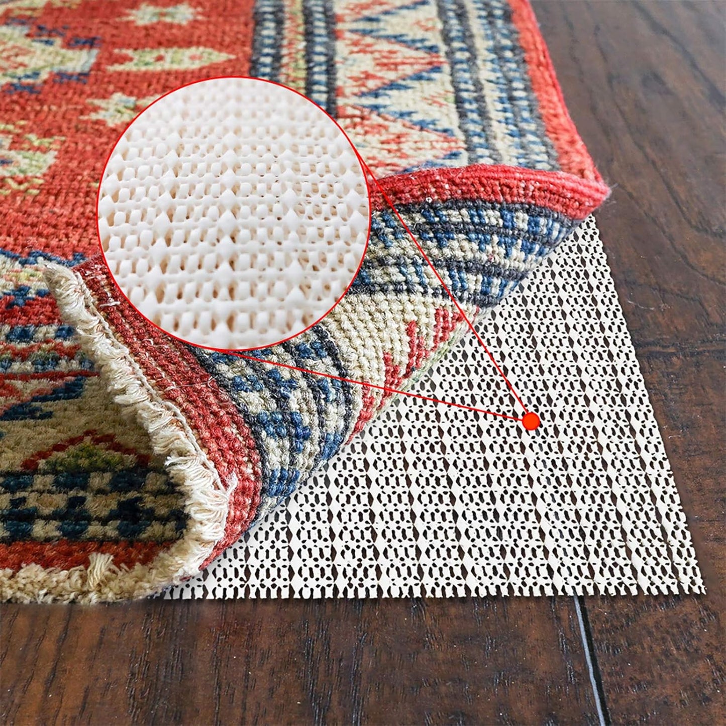 Skiennix Non-Slip Rug Pad - Extra Strong 4 FT Round Gripper for Hard Surface Floors