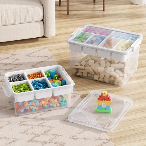 40Qt Clear Plastic Storage Bins by [Brand Name] - Stackable Organizers with Lids & Dividers | 2-Pack for Home, Crafts & Car