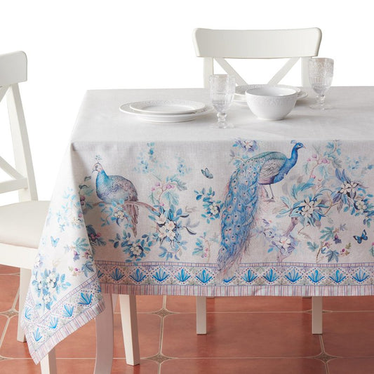 Maison d' Hermine Premium Table Cloth Rectangle Table 100% Combed Cotton 120 x 70 Inches Tablecloth Reusable Decorative for Dining Room, Farmhouse, Party, Festive & Wedding - Peacock Utopia - Orginal