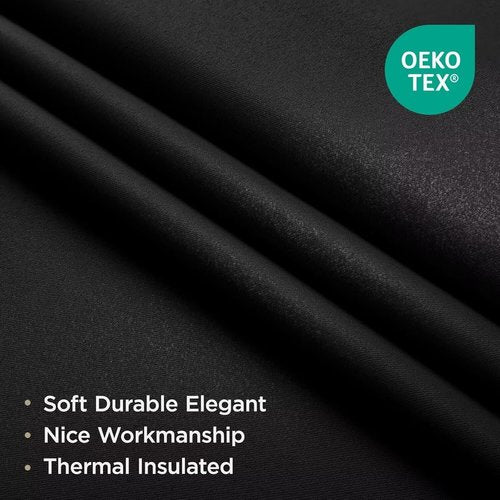 Joydeco Blackout Curtains - 84 Inch Long Black Drapes with Grommets | Noise-Reducing & Energy-Saving Thermal Insulation, 2 Panels