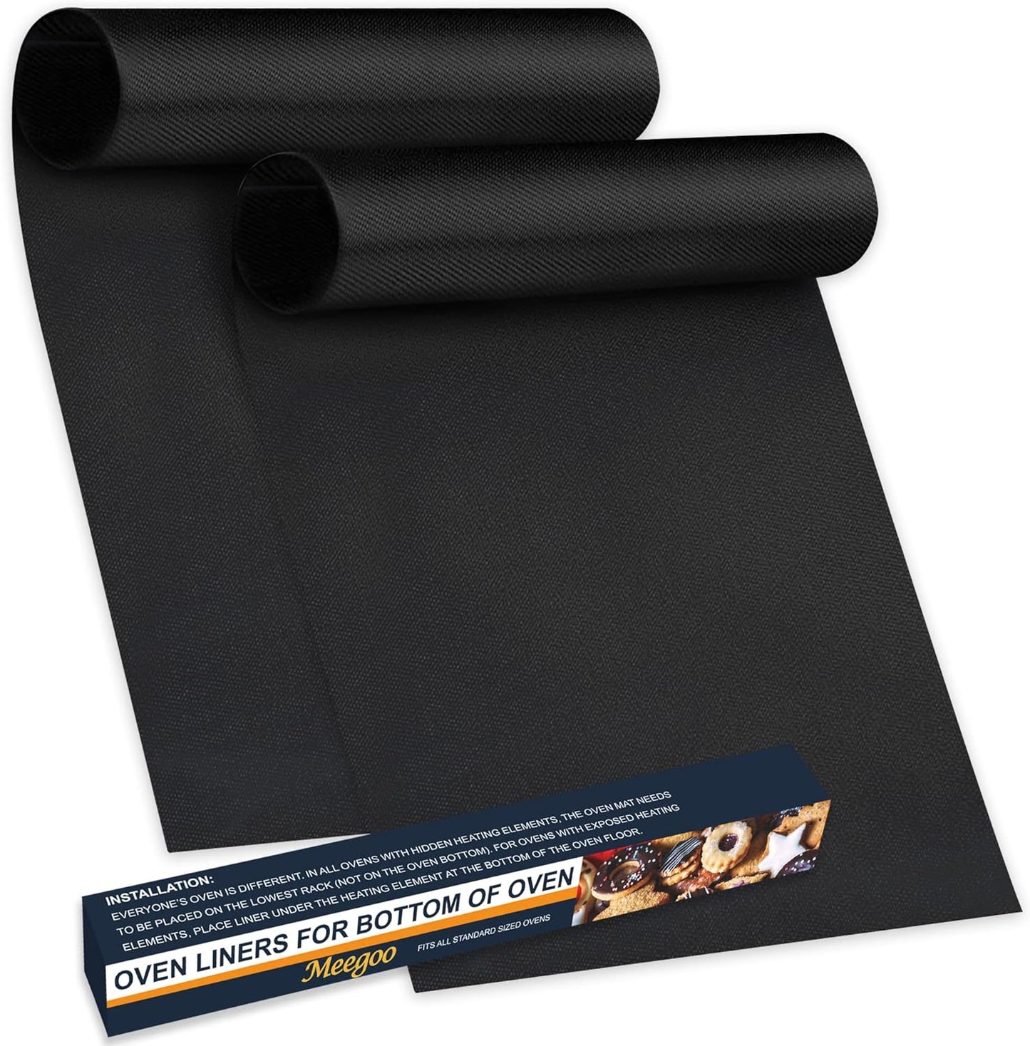 Meegoo Oven Liners - Heavy Duty Non-Stick Teflon Mats | 2 Pack, 15.74"x 23.62", BPA & PFOA Free