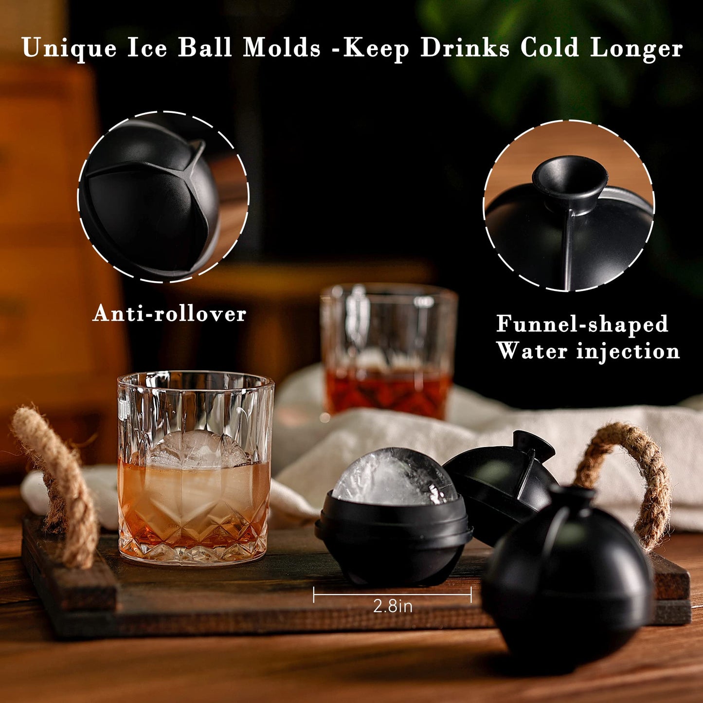Whiskey Smoker Kit - Cocktail Smoker Kit with Torch, 2 Whiskey Glasses, 2 Ice Ball Makers, 6 Flavors Wood Chips - Old Fashioned Smokers - Bourbon Drink Smoking Set - Whiskey Accessories Gifts for Men
