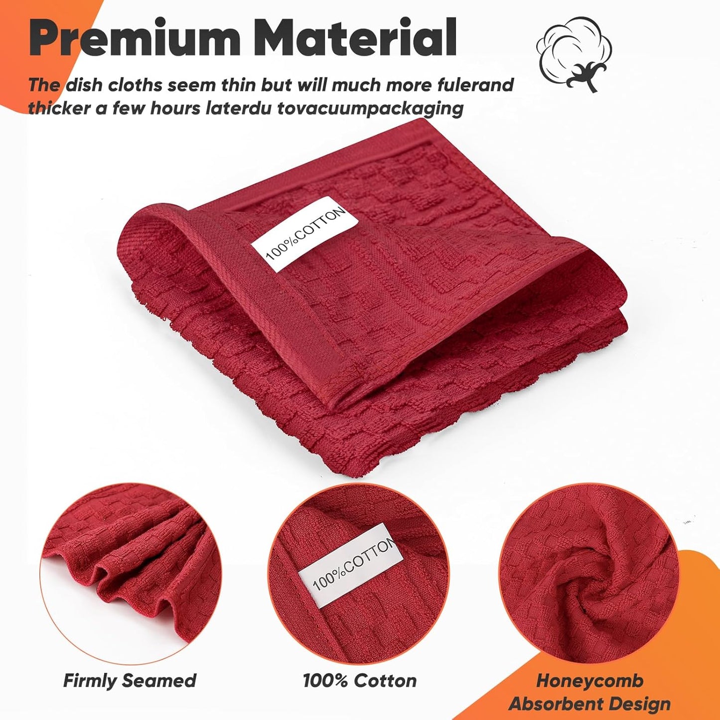 Skiennix Oven Mitts Set - 500°F Heat Resistant Gloves with Silicone Grip & Kitchen Towels | Red