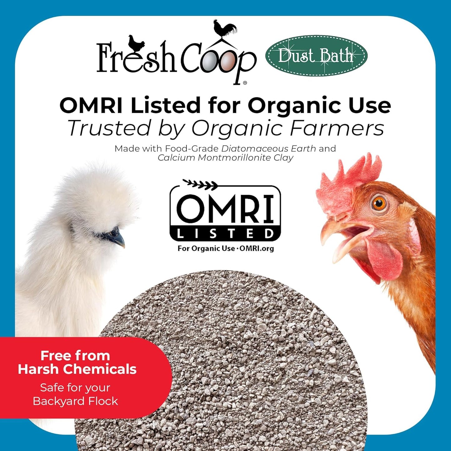 Progressive Planet Fresh Coop Dust Bath - 20lbs Food-Grade Diatomaceous Earth & Clay for Healthy Feathers | Reduces Boredom