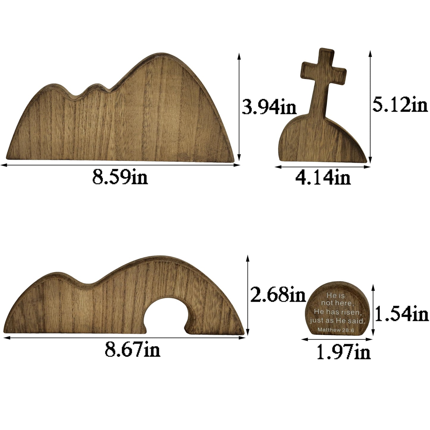 FESTGLOX Wooden Empty Tomb Set with Cross, Empty Tomb Easter Scene for Christian Decoration, Wooden Easter Resurrection Scene for Religious Display, Home Office Tabletop Tray, Church, Shelf Decor
