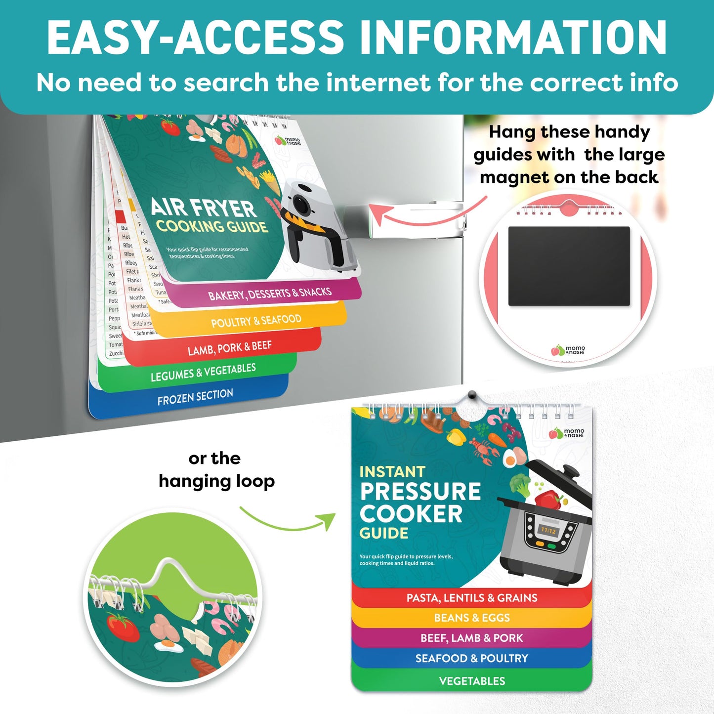 Air Fryer & Instant Pot Magnetic Cooking Guides - 7" x 6" Each - Set of 2 Instant Pot Air Fryer Accessories Cook Books - Airfryer Kitchen Accessories & Kitchen Gadgets 2026