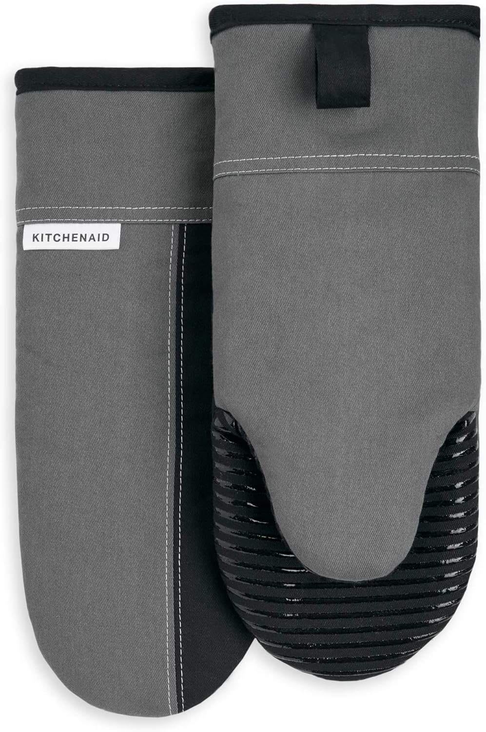 KitchenAid Two-Tone Oven Mitt Set - Contour Silver & Matte Black | 5.75"x13" for Superior Heat Protection