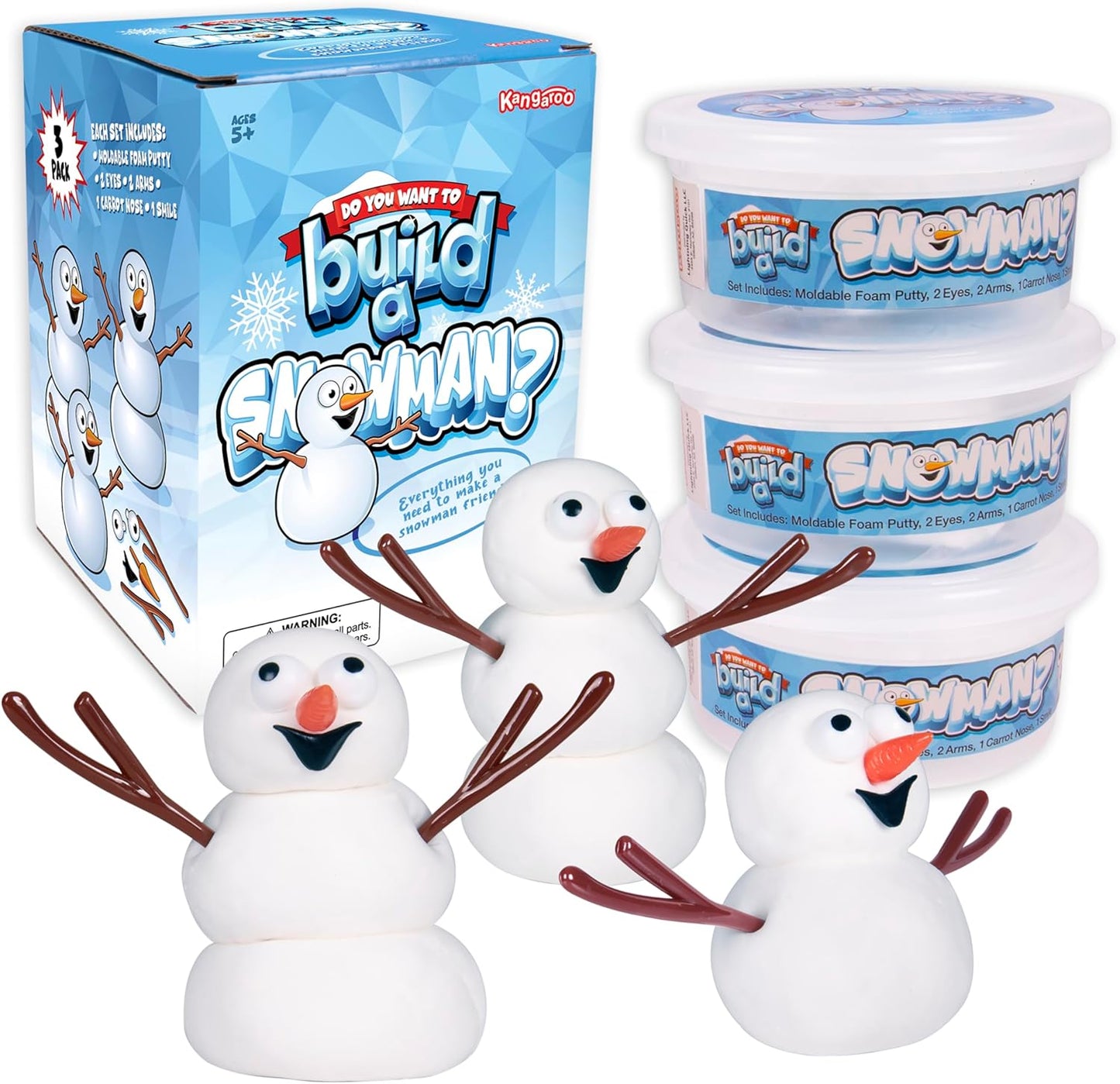 Kangaroo Build A Snowman Kit - 3 Pack Snowballs Toys for Kids | Winter Crafts & Outdoor Fun