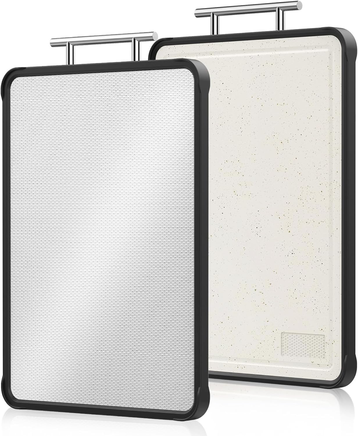 Stainless Steel Cutting Board - Double-Sided Food Grade 316 Chopping Board with Juice Groove | 16 x 11 Inch