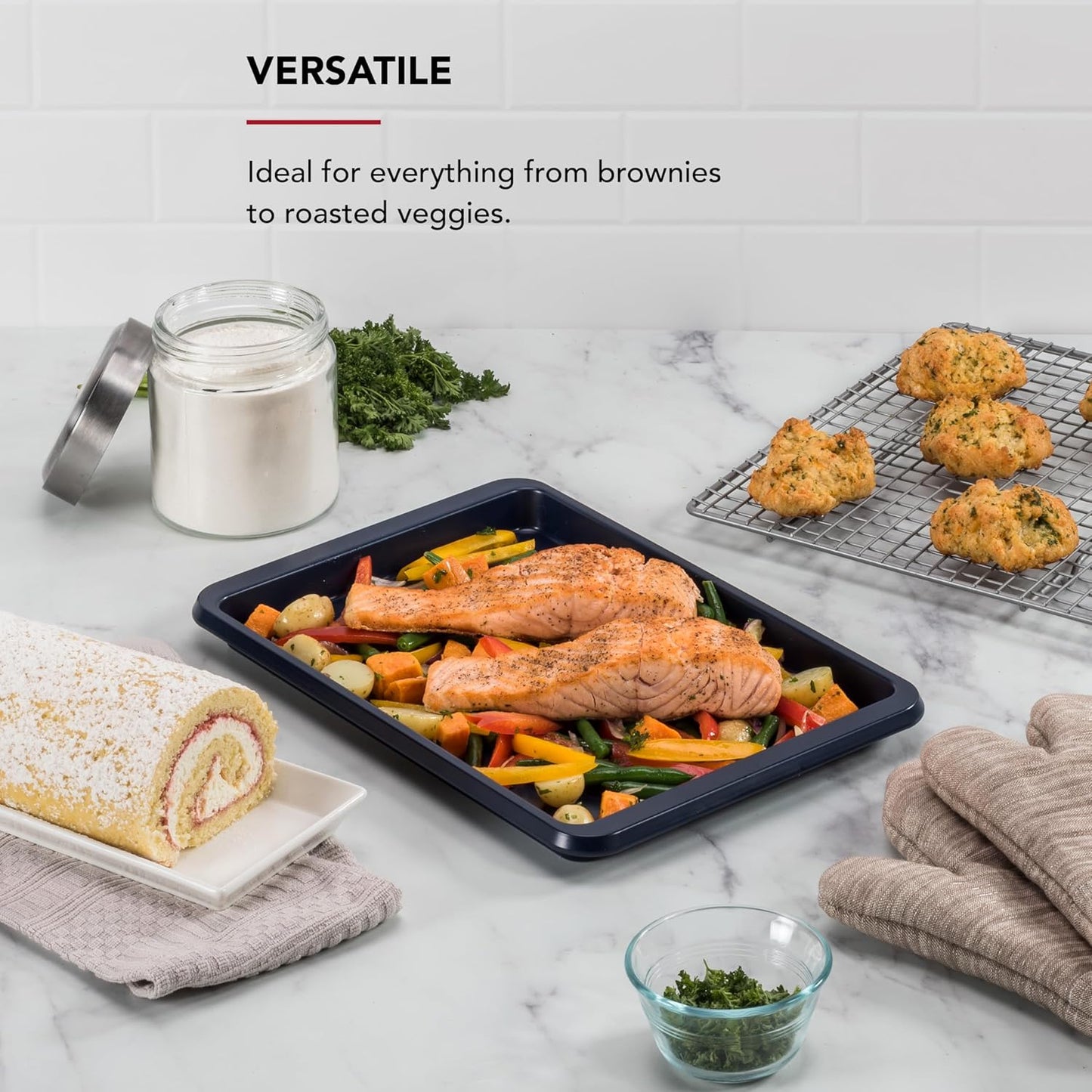KitchenAid Nonstick Aluminized Steel Baking Sheet - 9x13in, Ink Blue for Perfect Baking Results
