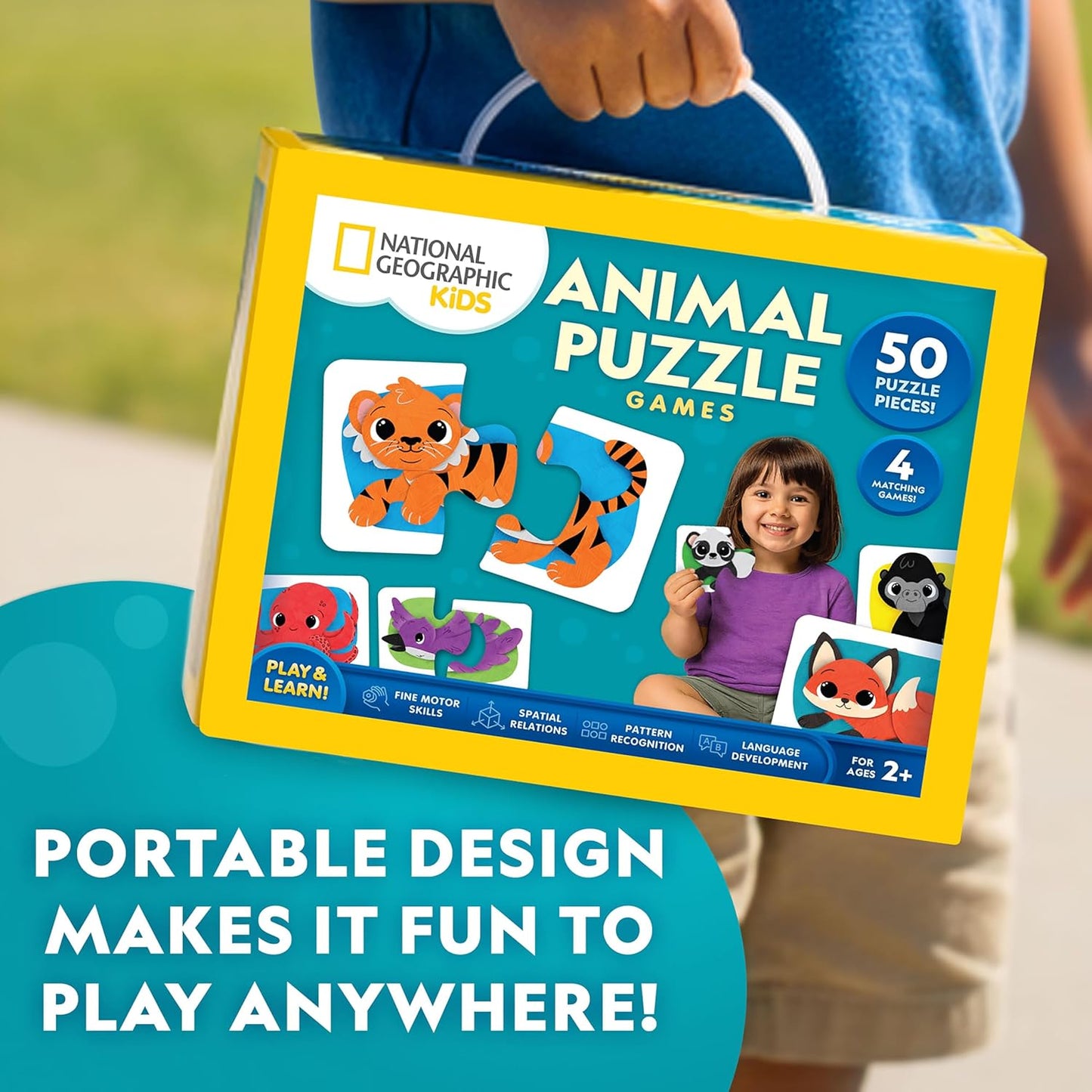 National Geographic Kids Animal Puzzle Games - 50 Matching Cards for Fun & Educational Play | Portable Learning Set