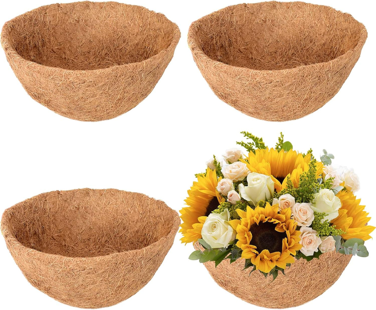 Legigo 20-Inch Coco Fiber Hanging Basket Liners - 100% Natural Round Replacement for Flowers & Vegetables