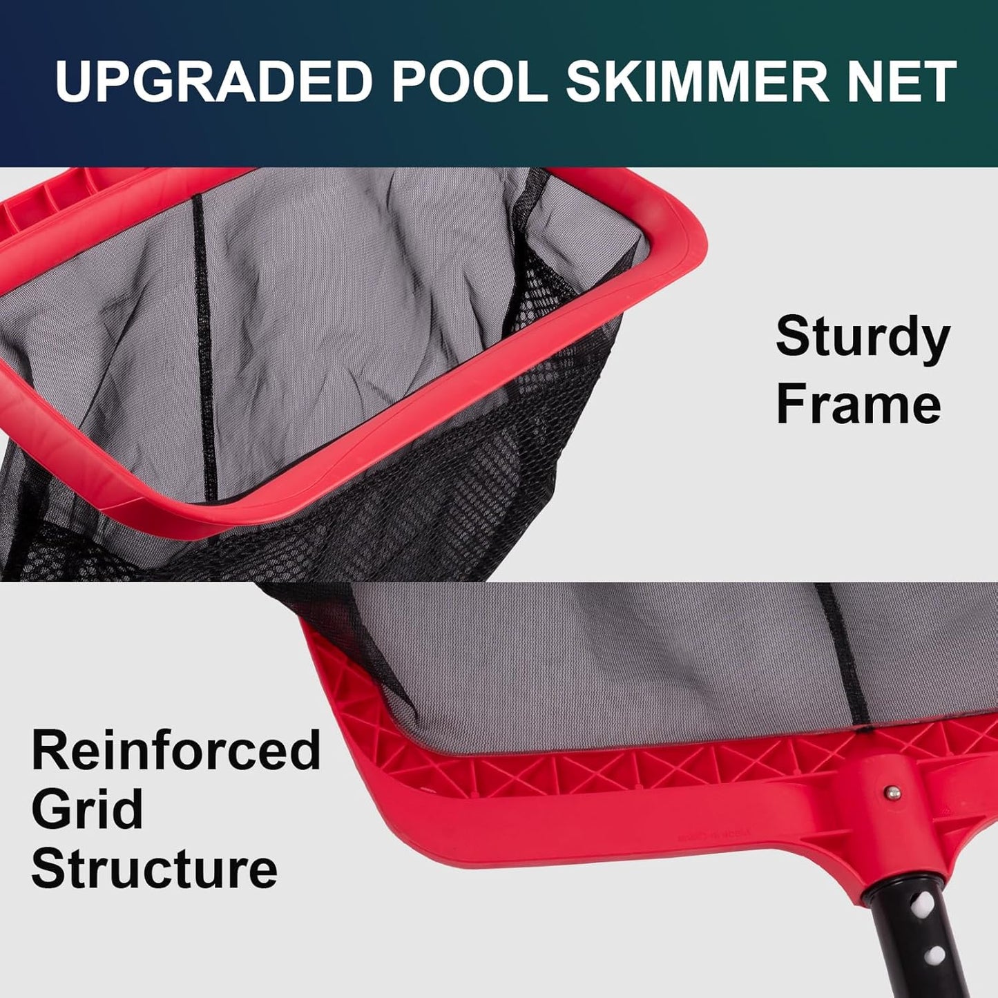 Skiennix Pool Skimmer Net - Upgraded Double-Layer Netting for Efficient Debris Cleaning | Large Capacity