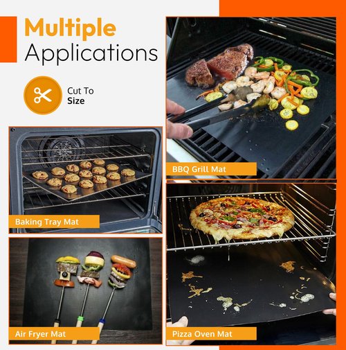 Heavy Duty Oven Liners for Bottom of Oven, Non Stick Teflon Liners for Electric or Gas Ranges, Reusable Mats for Electric Gas Microwave or Grill, BPA & PFOA Free Spill Guard, Kitchen Accessory