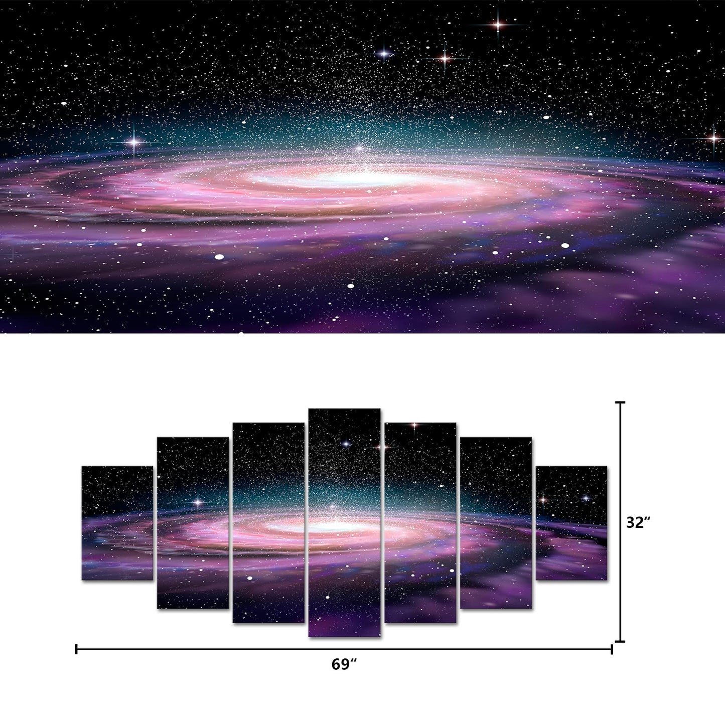 Visual Art Decor Space Canvas Wall Art Starry Galaxy Universe Painting Home Office Living Room Wall Decoration, Framed Ready to Hang 70inchx32inch