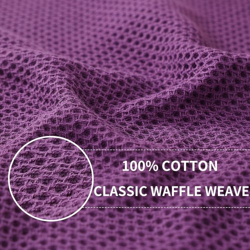 Homaxy Kitchen Dish Cloths - Ultra Soft 100% Cotton Waffle Weave | Quick Drying, 12x12 Inches, 6-Pack, Purple