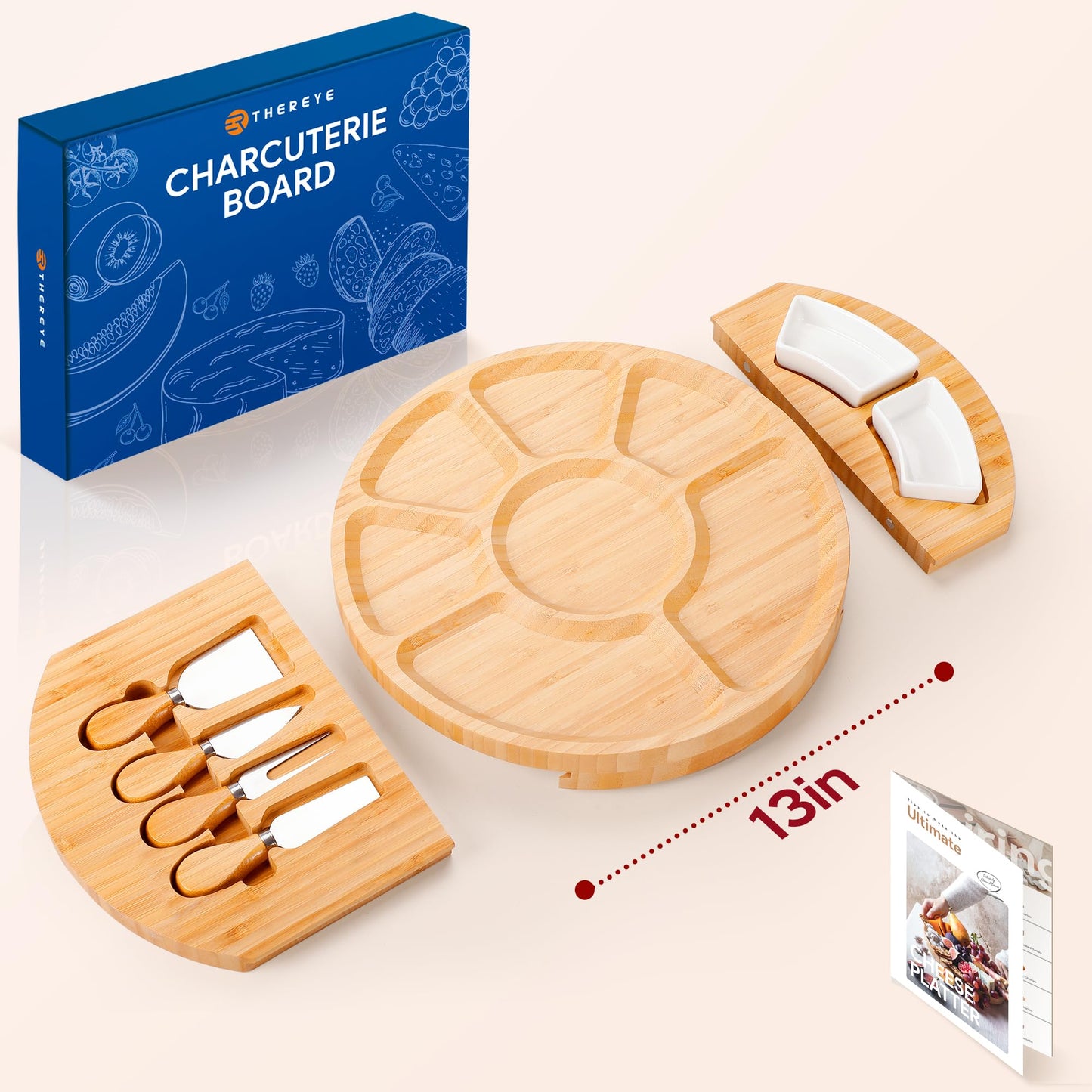 Charcuterie Boards, Thereye Cheese Board with Knife Set, Bamboo Charcuterie Board Set-𝐂𝐡𝐫𝐢𝐬𝐭𝐦𝐚𝐬 𝐆𝐢𝐟𝐭, Housewarming Gift, Wedding Gift