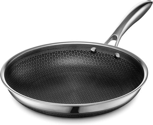 HexClad Hybrid Nonstick 10-Inch Frying Pan - Stay-Cool Handle, Dishwasher-Safe & Oven-Safe Up to 900°F