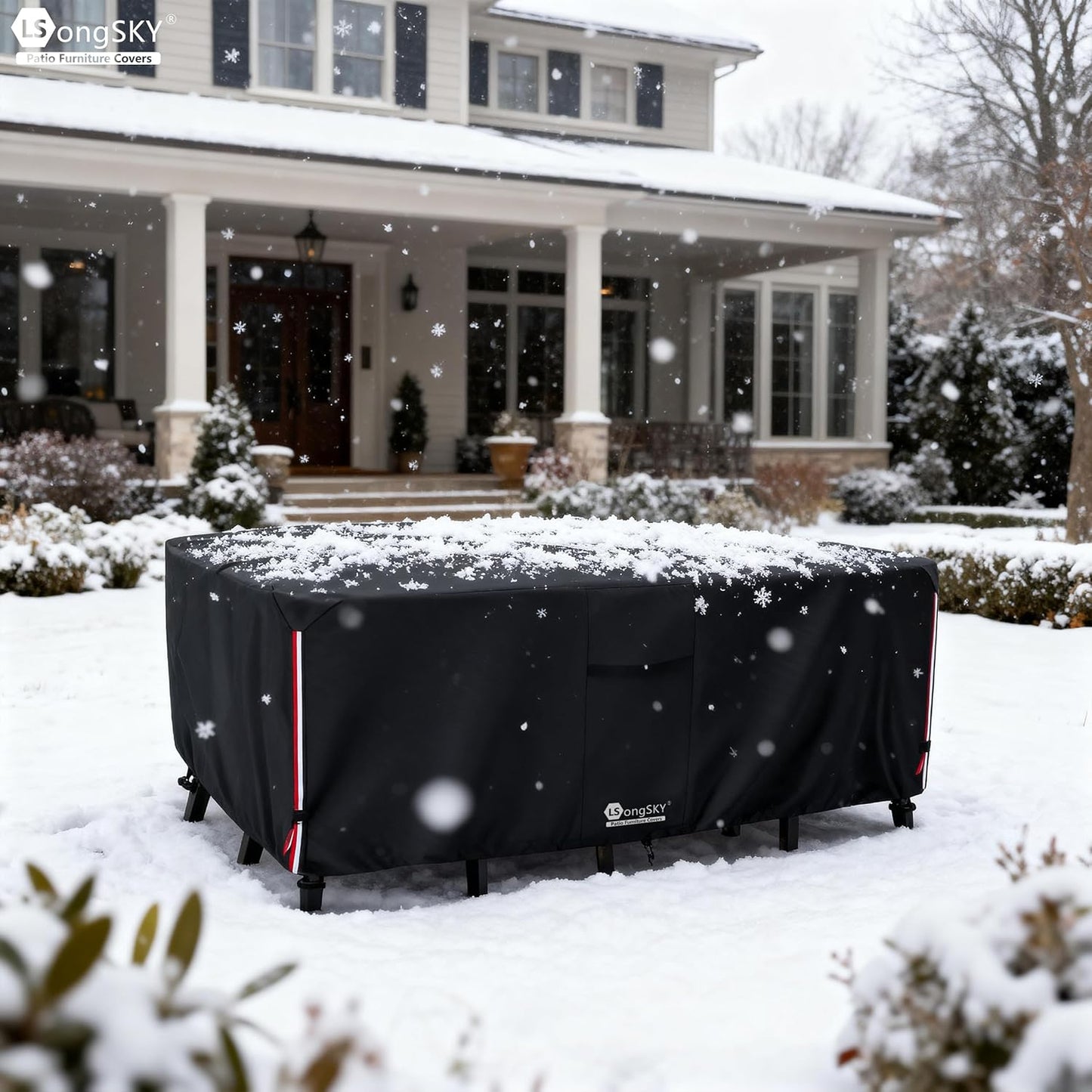 Outdoor Furniture Covers - Waterproof 600D Heavy Duty Protection for 6-8 Piece Patio Sets | Black 111L x 74W x 28H Inch