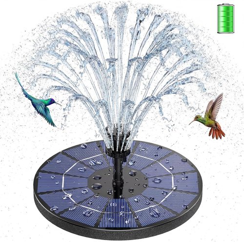 AISITIN Solar Fountain Pump - 3.5W with 1500mAh Battery & 6 Nozzles | Ideal for Bird Baths, Ponds & Gardens