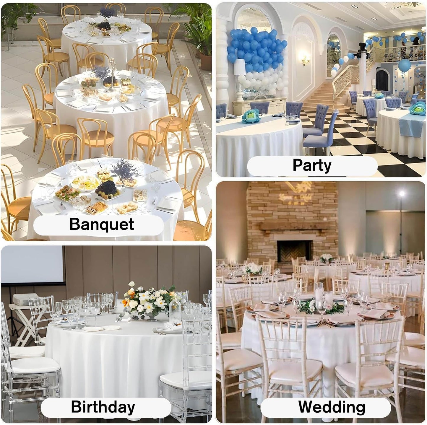 Kesfey 6 Packs Round Tablecloth 70 Inches White Polyester Table Cloths Stain and Wrinkle Resistant Tablecloths for Round Tables Washable Circle Fabric Tablecovers for Wedding Camping Banquet Parties